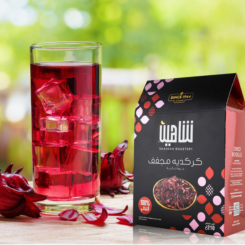 Shaheen Dried Roselle, Natural Hibiscus Full Flower Cut & Sifted, 7.4oz - كركديه مجفف