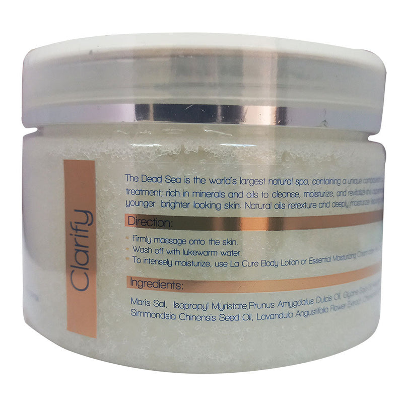 La Cure Dead Sea Calming Scrub Salts with Sandalwood Essential Oil, Natural Cream Exfoliant, Stretch Mark & Wrinkle Reducer , Body Scrub for Women & Men (0.88 lb)