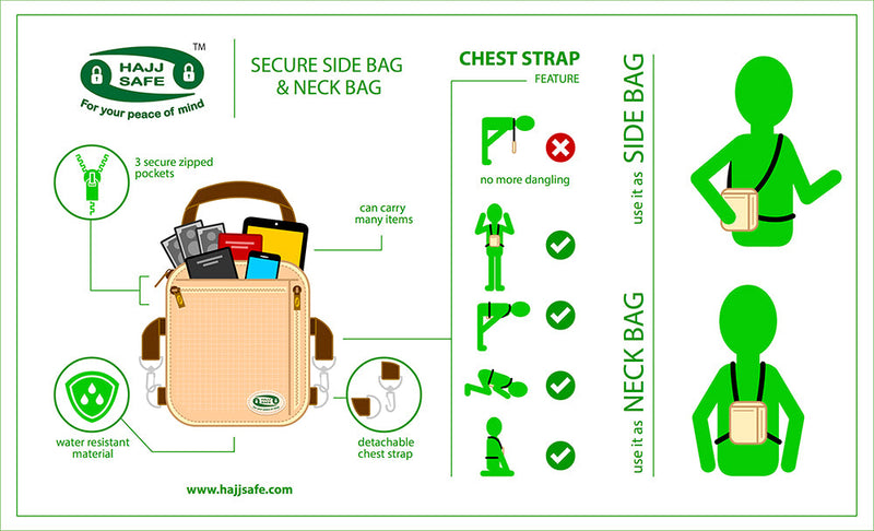 Hajj & Umrah Secure Side Bag and  Neck Bag