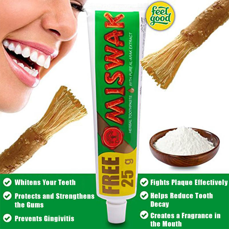 Dabur Miswak Herbal Toothpaste (Net Weight: 50g + 25g Free)