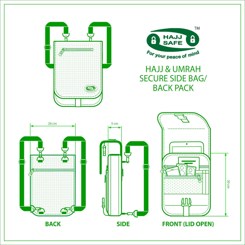 Hajj & Umrah Secure Side Bag and Back Pack