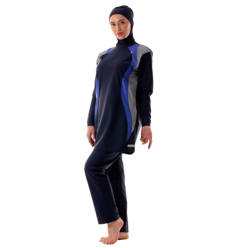 Veilkini Muslim Swimsuit for Women, Long-Sleeved Swimsuit, Burkini Hijab Bathing Suit (Navy)