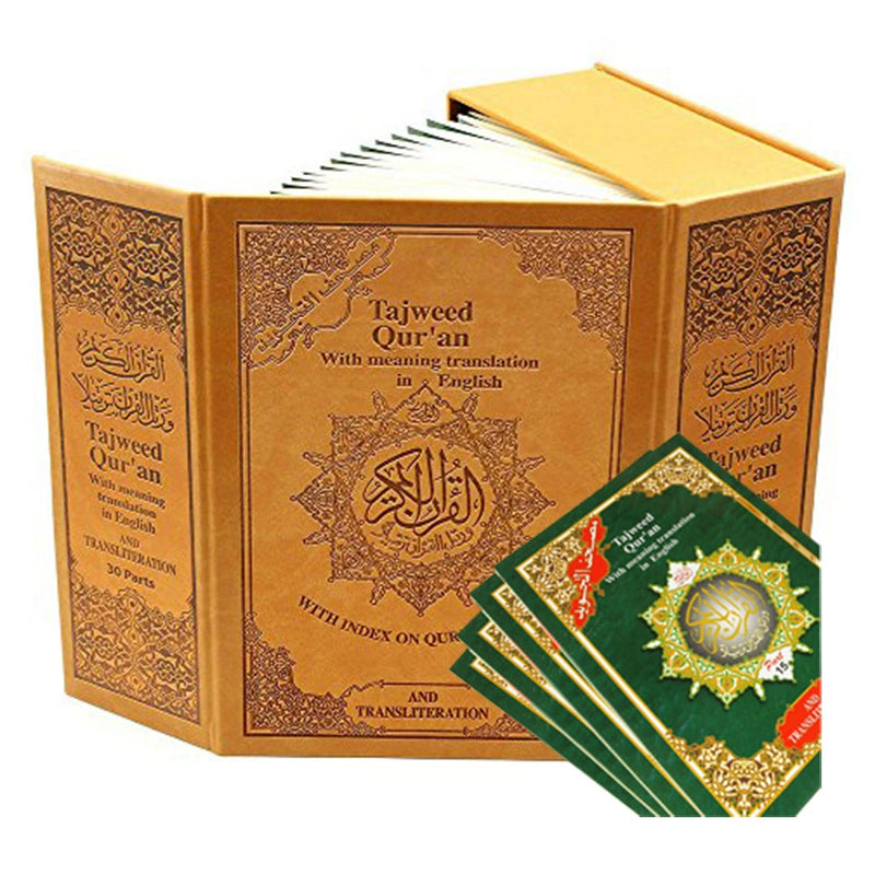 Tajweed Quran With English Translation & Transliteration In 30 Parts (Colors May Vary)