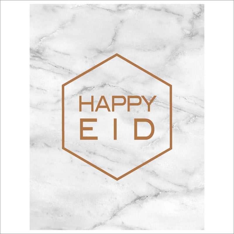 Happy Eid Art Print - Marble and Copper Foil