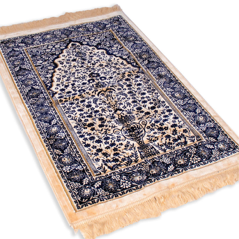 Islamic Prayer Rug Velvet - Muslim Janamaz Sajada - Thick Turkish Prayer Mat Carpet for Men Women -  Great Ramadan Gift - Floral Rose