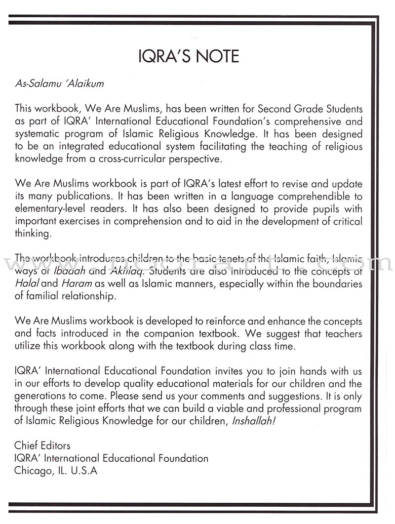 We Are Muslims Workbook: Grade 2