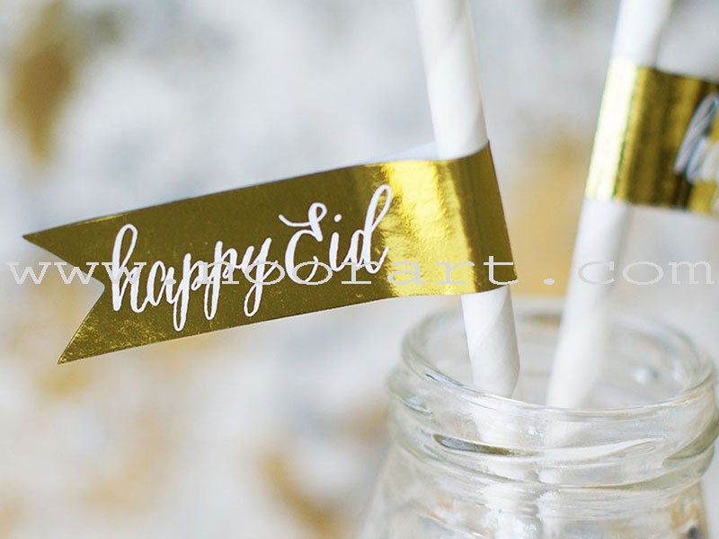 Happy Eid (10 Metallic Foil Flag Stickers)