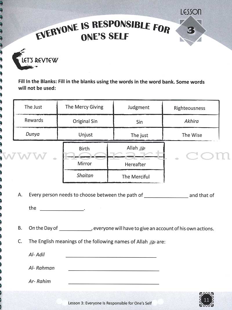 Teachings of the Qur'an Workbook: Volume 3