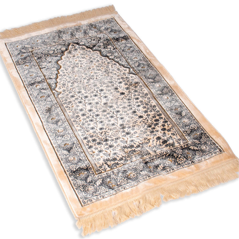 Islamic Prayer Rug Velvet - Muslim Janamaz Sajada - Thick Turkish Prayer Mat Carpet for Men Women -  Great Ramadan Gift - Floral Rose