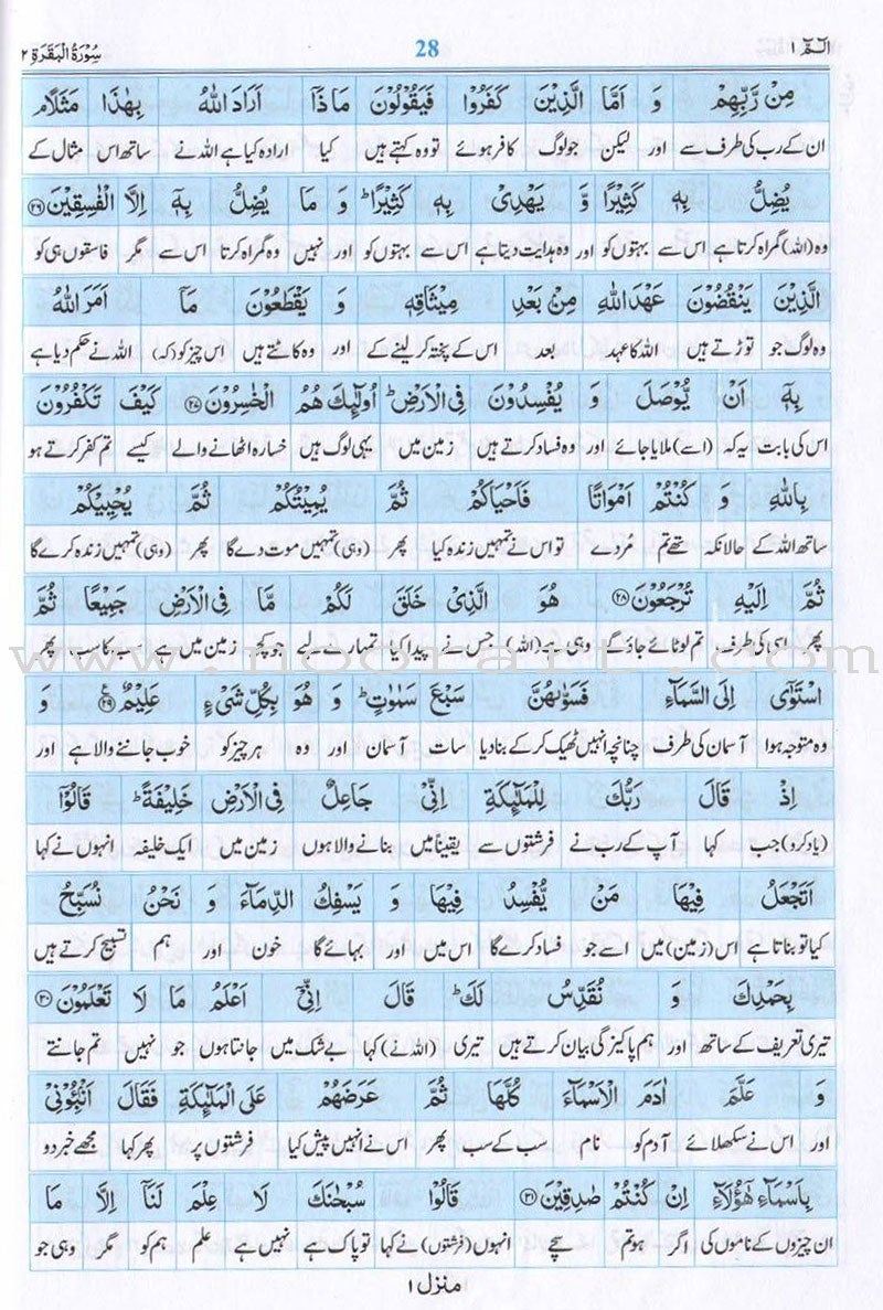 Urdu: Al-Qur'an Al-Kareem Lafz Ba Lafz Urdu Tarjuma معاني القرآن الكريم