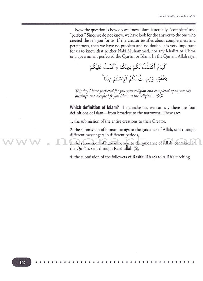 Weekend Learning Islamic Studies: Level 11-12