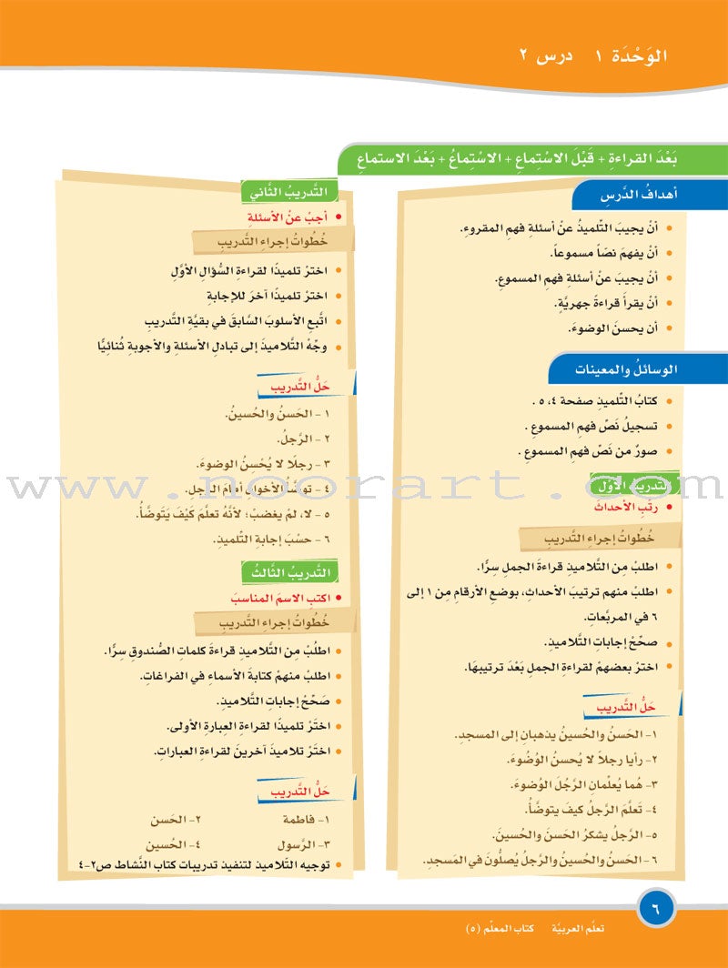 ICO Learn Arabic Teacher Guide: Level 5, Part 1 تعلم العربية