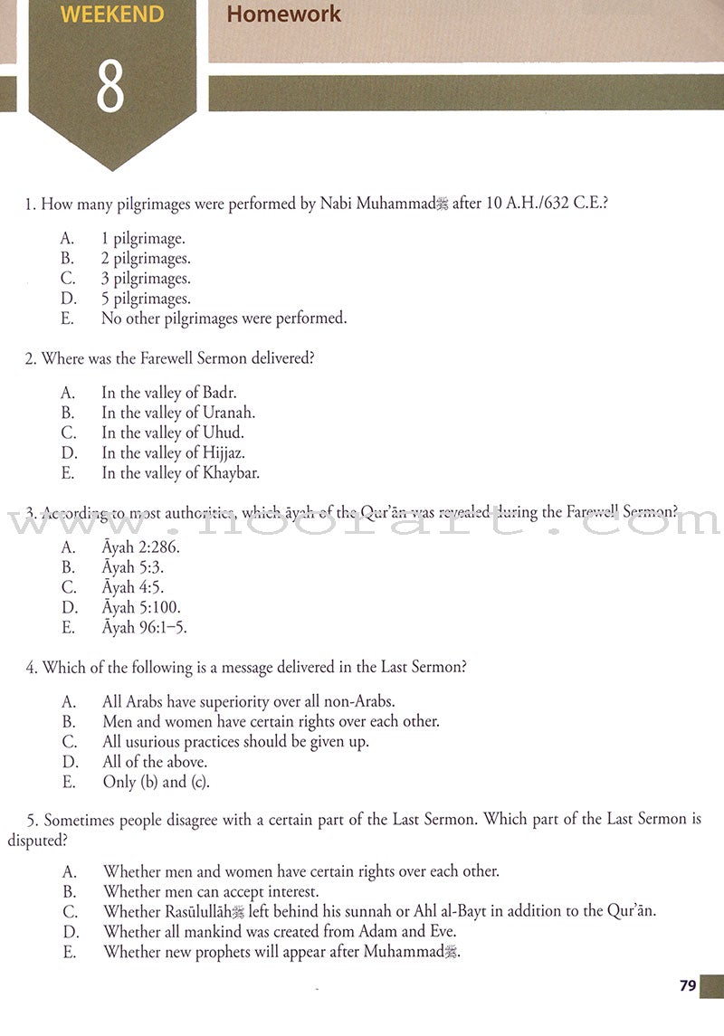 Weekend Learning Islamic Studies Workbook - Level 8 (Revised and Enlarged Edition)