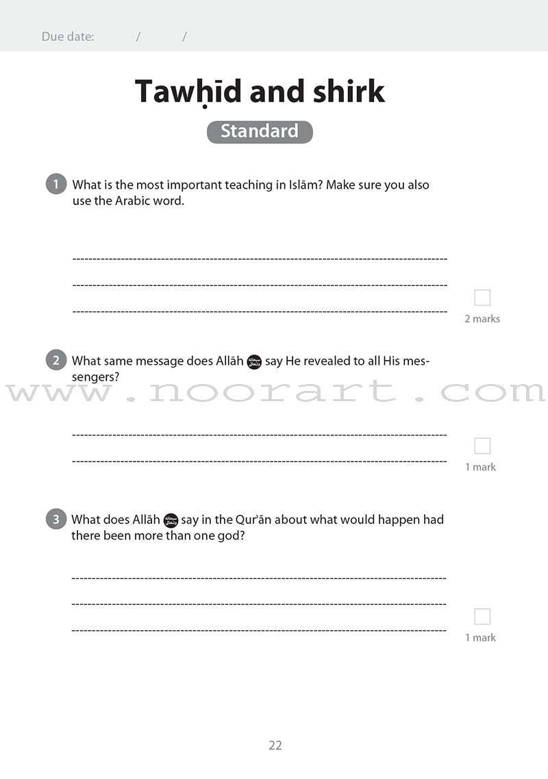 Safar Islamic Studies Workbook: Level 6