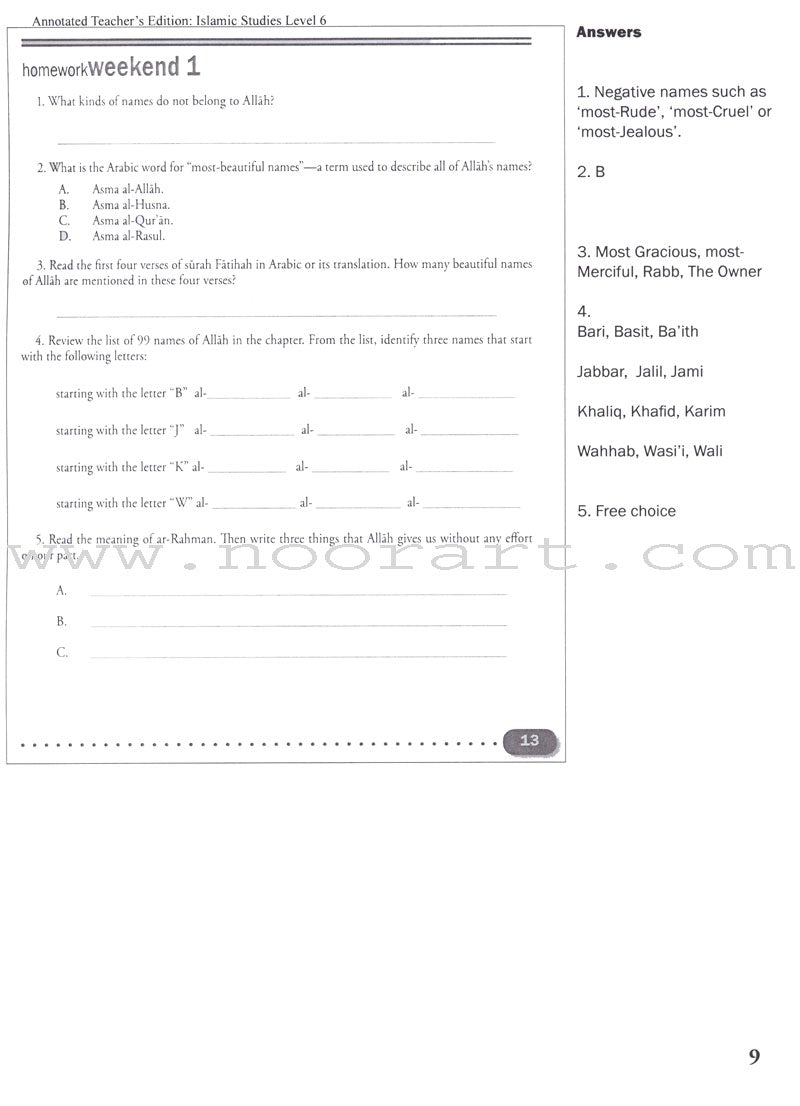 Weekend Learning Islamic Studies Teacher's Manual : Level 6 (New Edition)