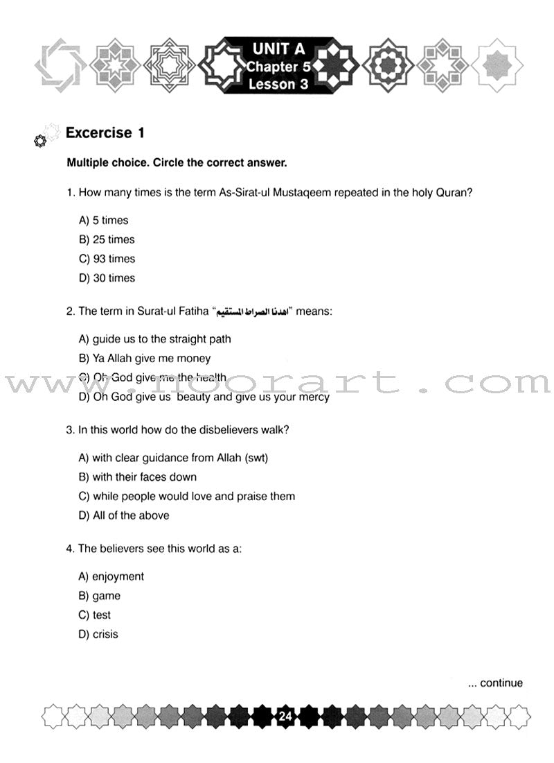 I Love Islam Worksheets/Workbook: Level 5