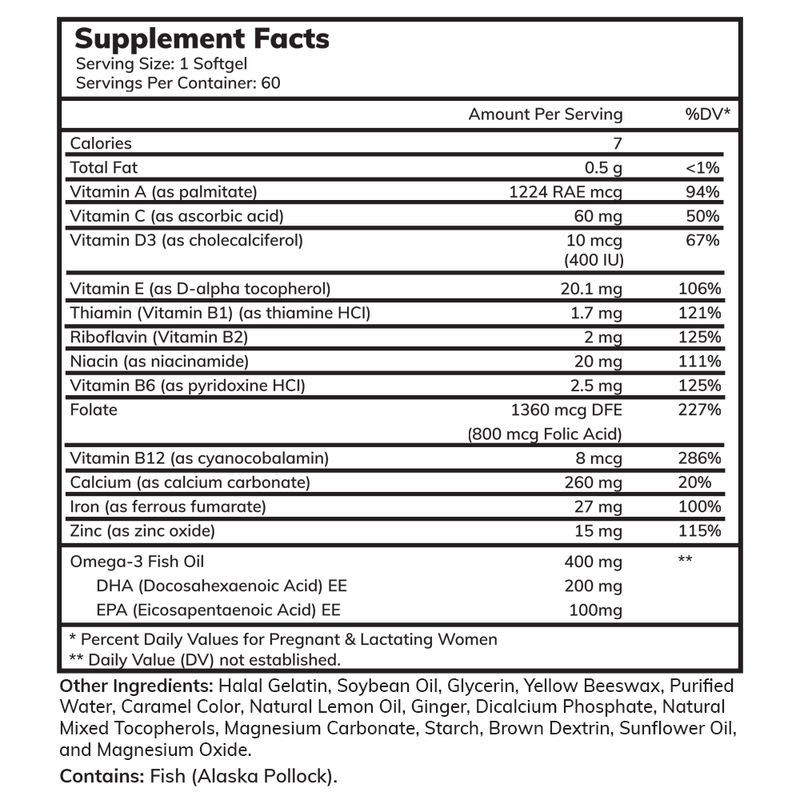 Halal Prenatal + DHA (60 Softgels)