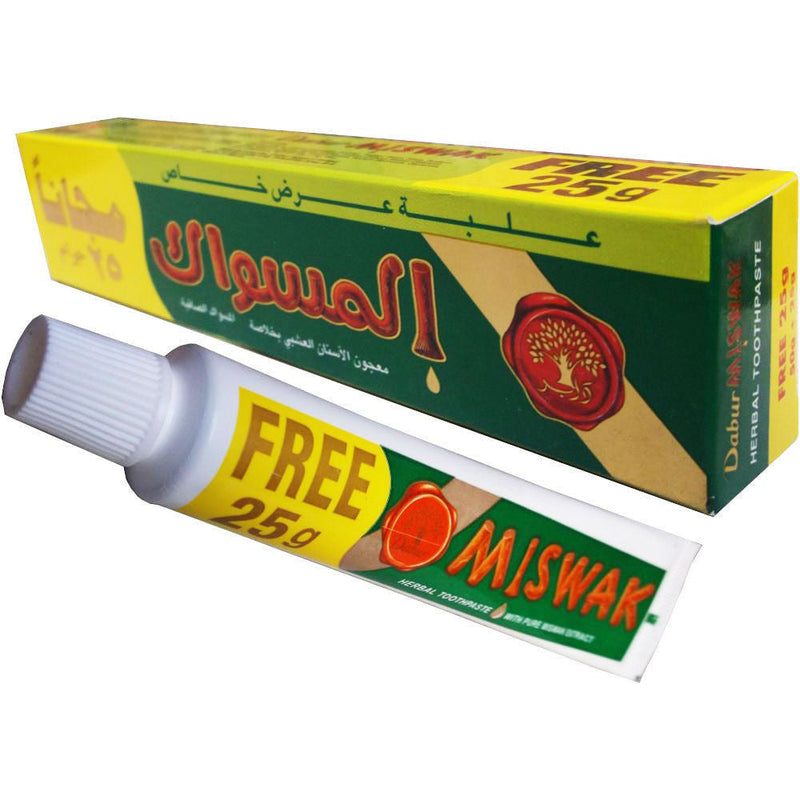 Dabur Miswak Herbal Toothpaste (Net Weight: 50g + 25g Free)